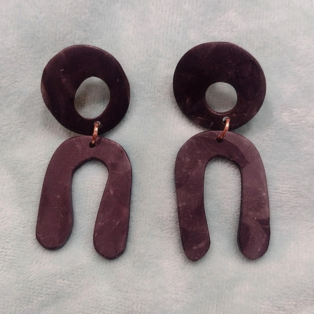 Black Earrings Polymer Clay Arches